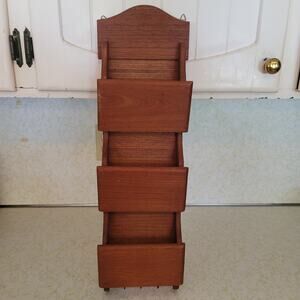 Goodwood Genuine Teak wood  MCM office work letter holder sorter